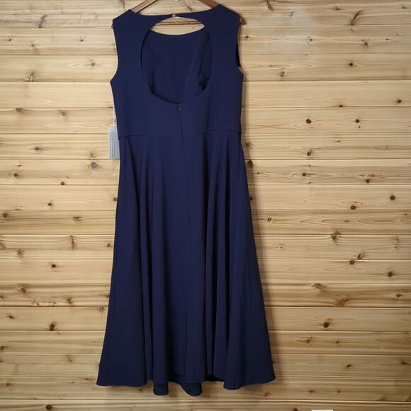 TS Couture Dress Womens 18W Blue Bow Detail Fit and Flare Tea Length NWT - Picture 5 of 10